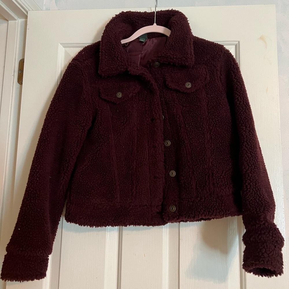 Burgundy Sherpa Jacket